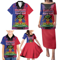 Personalised Haitian Heritage Month Family Matching Puletasi and Hawaiian Shirt Citadelle Laferriere Dashiki Pattern