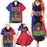 Personalised Haitian Heritage Month Family Matching Summer Maxi Dress and Hawaiian Shirt Citadelle Laferriere Dashiki Pattern