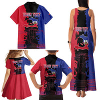 Personalised Haitian Heritage Month Family Matching Tank Maxi Dress and Hawaiian Shirt Citadelle Laferriere Dashiki Pattern
