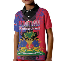 Personalised Haitian Heritage Month Kid Polo Shirt Citadelle Laferriere Dashiki Pattern