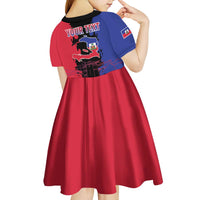 Personalised Haitian Heritage Month Kid Short Sleeve Dress Citadelle Laferriere Dashiki Pattern