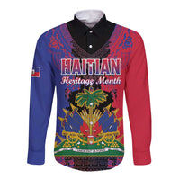 Personalised Haitian Heritage Month Long Sleeve Button Shirt Citadelle Laferriere Dashiki Pattern