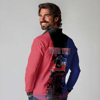 Personalised Haitian Heritage Month Long Sleeve Polo Shirt Citadelle Laferriere Dashiki Pattern