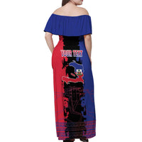Personalised Haitian Heritage Month Off Shoulder Maxi Dress Citadelle Laferriere Dashiki Pattern