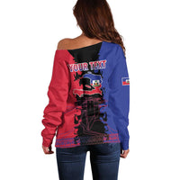 Personalised Haitian Heritage Month Off Shoulder Sweater Citadelle Laferriere Dashiki Pattern