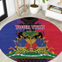 Personalised Haitian Heritage Month Round Carpet Citadelle Laferriere Dashiki Pattern