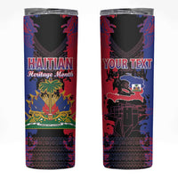 Personalised Haitian Heritage Month Skinny Tumbler Citadelle Laferriere Dashiki Pattern
