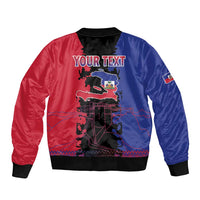 Personalised Haitian Heritage Month Sleeve Zip Bomber Jacket Citadelle Laferriere Dashiki Pattern