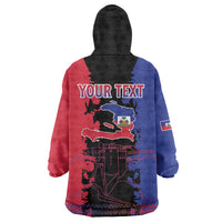 Personalised Haitian Heritage Month Wearable Blanket Hoodie Citadelle Laferriere Dashiki Pattern