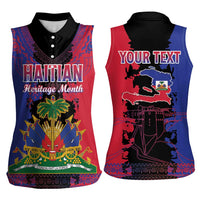 Personalised Haitian Heritage Month Women Sleeveless Polo Shirt Citadelle Laferriere Dashiki Pattern