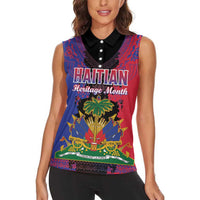 Personalised Haitian Heritage Month Women Sleeveless Polo Shirt Citadelle Laferriere Dashiki Pattern