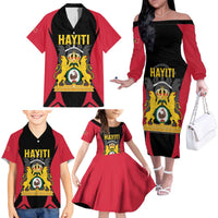 Personalised Empire dHayiti 1804–1806 Family Matching Off The Shoulder Long Sleeve Dress and Hawaiian Shirt Coat Of Arms Flag Style