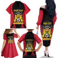 Personalised Empire dHayiti 1804–1806 Family Matching Off The Shoulder Long Sleeve Dress and Hawaiian Shirt Coat Of Arms Flag Style