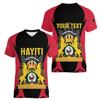 Personalised Empire dHayiti 1804–1806 Women V-Neck T-Shirt Coat Of Arms Flag Style