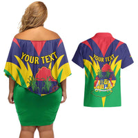 Personalised Mauritius Couples Matching Off Shoulder Short Dress and Hawaiian Shirt Stella Clavisque Maris Indici