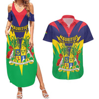 Personalised Mauritius Couples Matching Summer Maxi Dress and Hawaiian Shirt Stella Clavisque Maris Indici