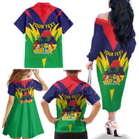 Personalised Mauritius Family Matching Off The Shoulder Long Sleeve Dress and Hawaiian Shirt Stella Clavisque Maris Indici