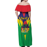 Personalised Mauritius Family Matching Off Shoulder Maxi Dress and Hawaiian Shirt Stella Clavisque Maris Indici