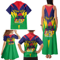 Personalised Mauritius Family Matching Tank Maxi Dress and Hawaiian Shirt Stella Clavisque Maris Indici