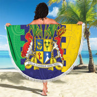 Personalised Mauritius Beach Blanket Coat Of Arms Mix Paisley Pattern