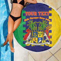 Personalised Mauritius Beach Blanket Coat Of Arms Mix Paisley Pattern