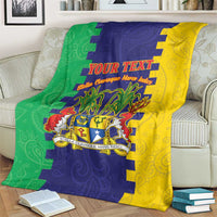 Personalised Mauritius Blanket Coat Of Arms Mix Paisley Pattern