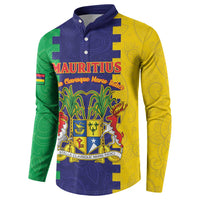 Personalised Mauritius Button Sweatshirt Coat Of Arms Mix Paisley Pattern