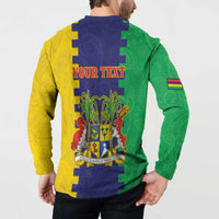 Personalised Mauritius Button Sweatshirt Coat Of Arms Mix Paisley Pattern