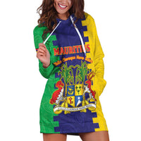 Personalised Mauritius Hoodie Dress Coat Of Arms Mix Paisley Pattern