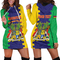 Personalised Mauritius Hoodie Dress Coat Of Arms Mix Paisley Pattern