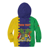Personalised Mauritius Kid Hoodie Coat Of Arms Mix Paisley Pattern