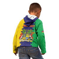 Personalised Mauritius Kid Hoodie Coat Of Arms Mix Paisley Pattern