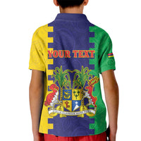 Personalised Mauritius Kid Polo Shirt Coat Of Arms Mix Paisley Pattern