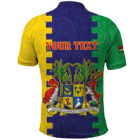 Personalised Mauritius Polo Shirt Coat Of Arms Mix Paisley Pattern