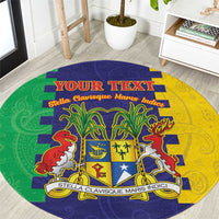 Personalised Mauritius Round Carpet Coat Of Arms Mix Paisley Pattern