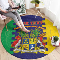 Personalised Mauritius Round Carpet Coat Of Arms Mix Paisley Pattern
