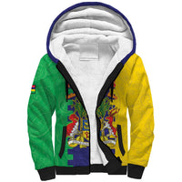 Personalised Mauritius Sherpa Hoodie Coat Of Arms Mix Paisley Pattern