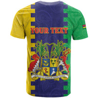 Personalised Mauritius T Shirt Coat Of Arms Mix Paisley Pattern