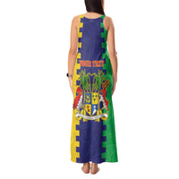 Personalised Mauritius Tank Maxi Dress Coat Of Arms Mix Paisley Pattern
