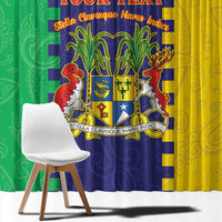 Personalised Mauritius Window Curtain Coat Of Arms Mix Paisley Pattern