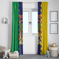 Personalised Mauritius Window Curtain Coat Of Arms Mix Paisley Pattern