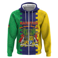 Personalised Mauritius Zip Hoodie Coat Of Arms Mix Paisley Pattern