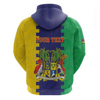 Personalised Mauritius Zip Hoodie Coat Of Arms Mix Paisley Pattern
