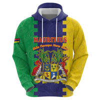 Personalised Mauritius Zip Hoodie Coat Of Arms Mix Paisley Pattern