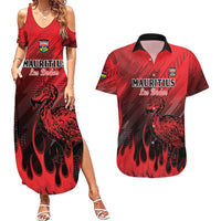 Personalised Mauritius Football Couples Matching Summer Maxi Dress and Hawaiian Shirt Allez Les Dodos Grunge Style