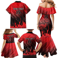 Personalised Mauritius Football Family Matching Mermaid Dress and Hawaiian Shirt Allez Les Dodos Grunge Style