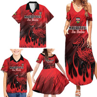 Personalised Mauritius Football Family Matching Summer Maxi Dress and Hawaiian Shirt Allez Les Dodos Grunge Style