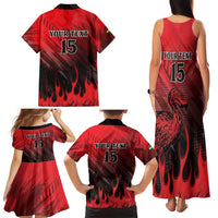 Personalised Mauritius Football Family Matching Tank Maxi Dress and Hawaiian Shirt Allez Les Dodos Grunge Style