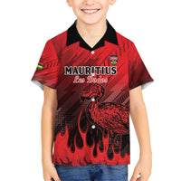 Personalised Mauritius Football Kid Hawaiian Shirt Allez Les Dodos Grunge Style