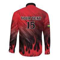 Personalised Mauritius Football Long Sleeve Button Shirt Allez Les Dodos Grunge Style